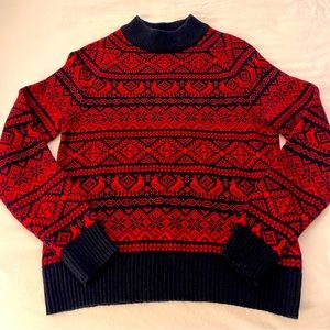 J. Crew Red and blue Fair isle sweater